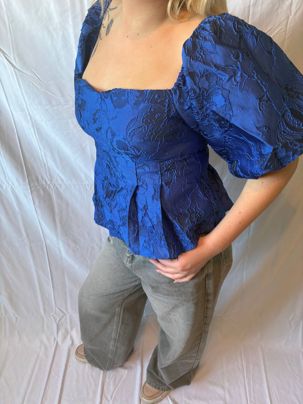Blauwe Off Shoulder Top