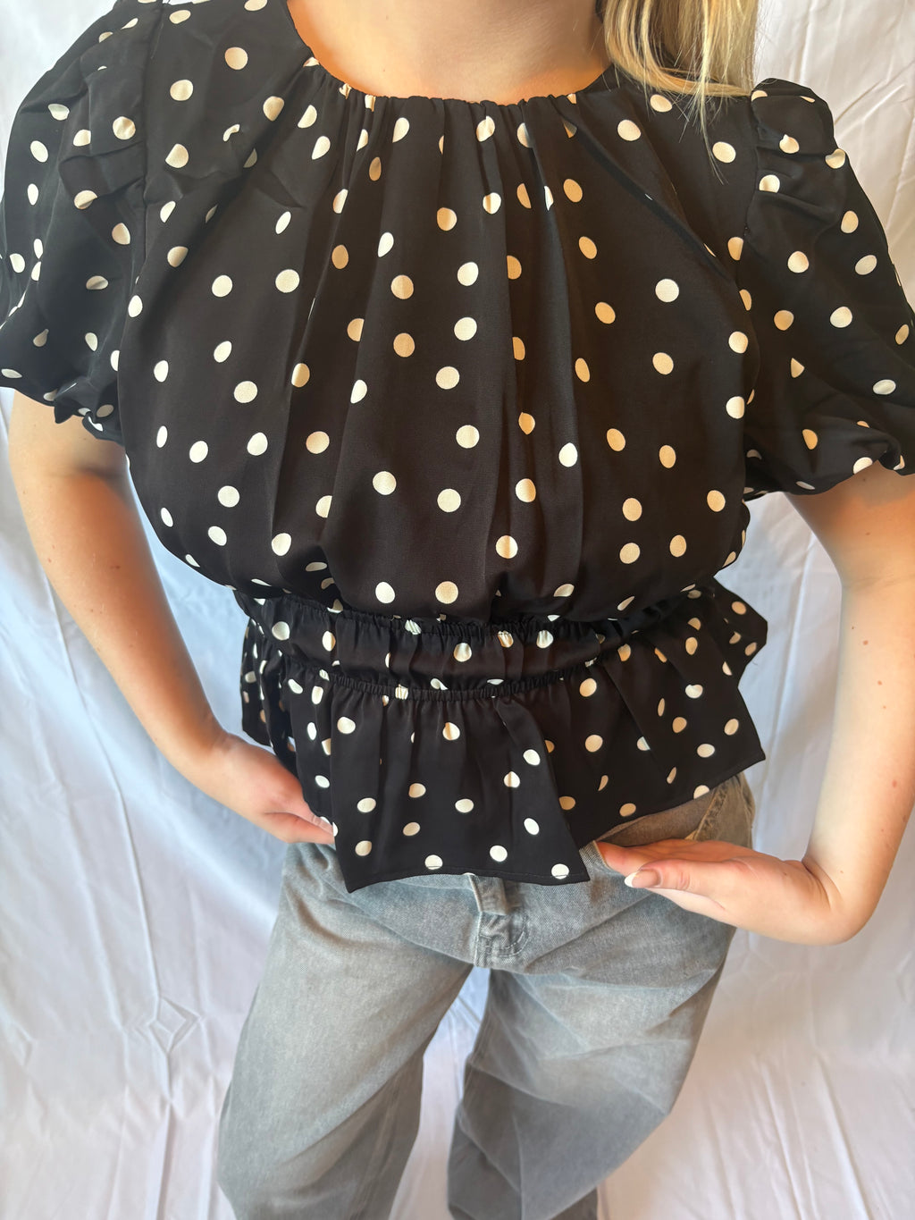 Peplum Top Met Stippen