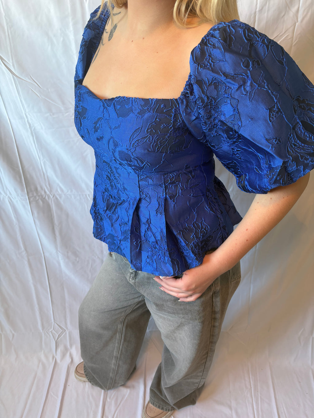 Blauwe Off Shoulder Top