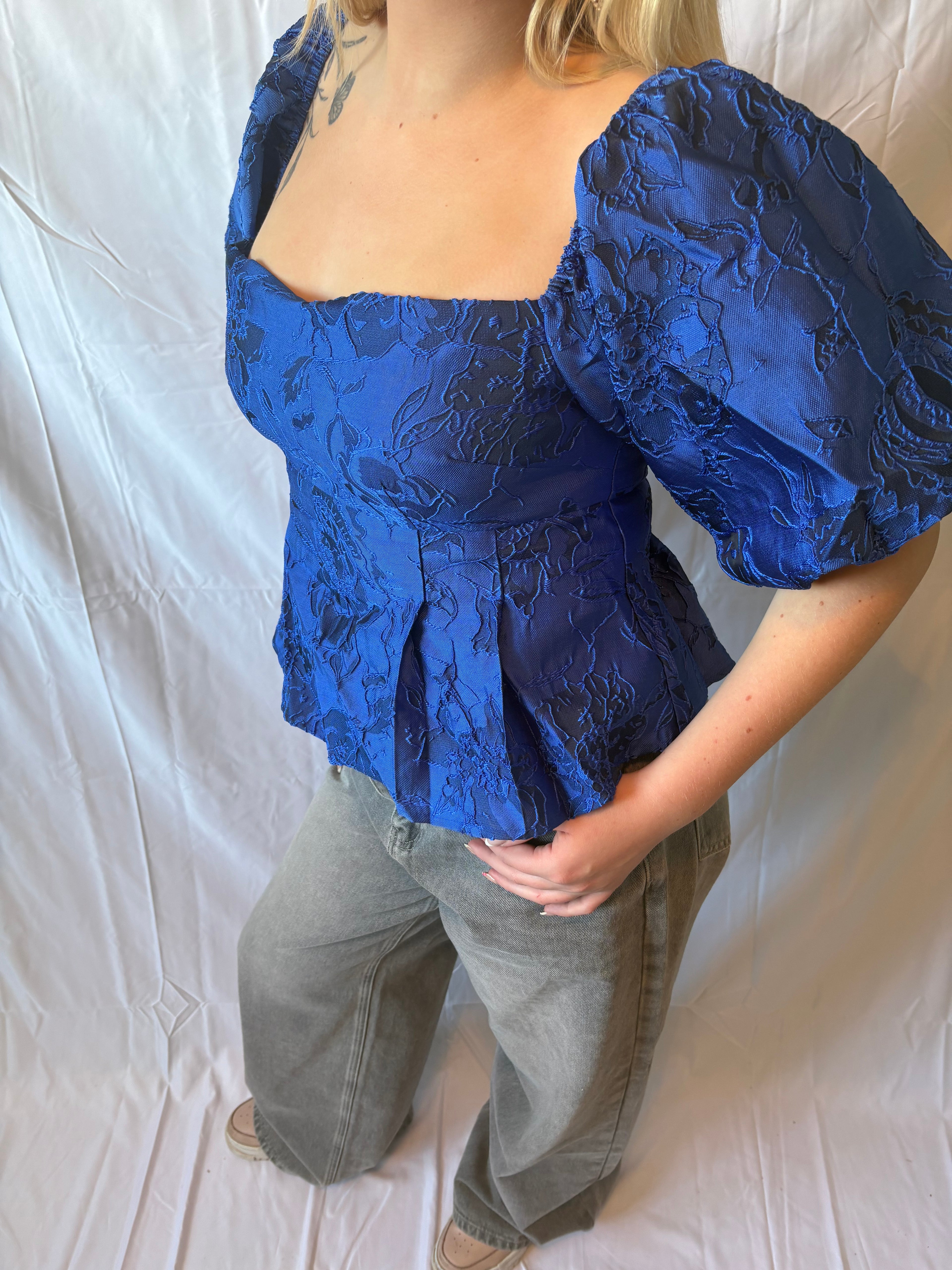 Blauwe Off Shoulder Top