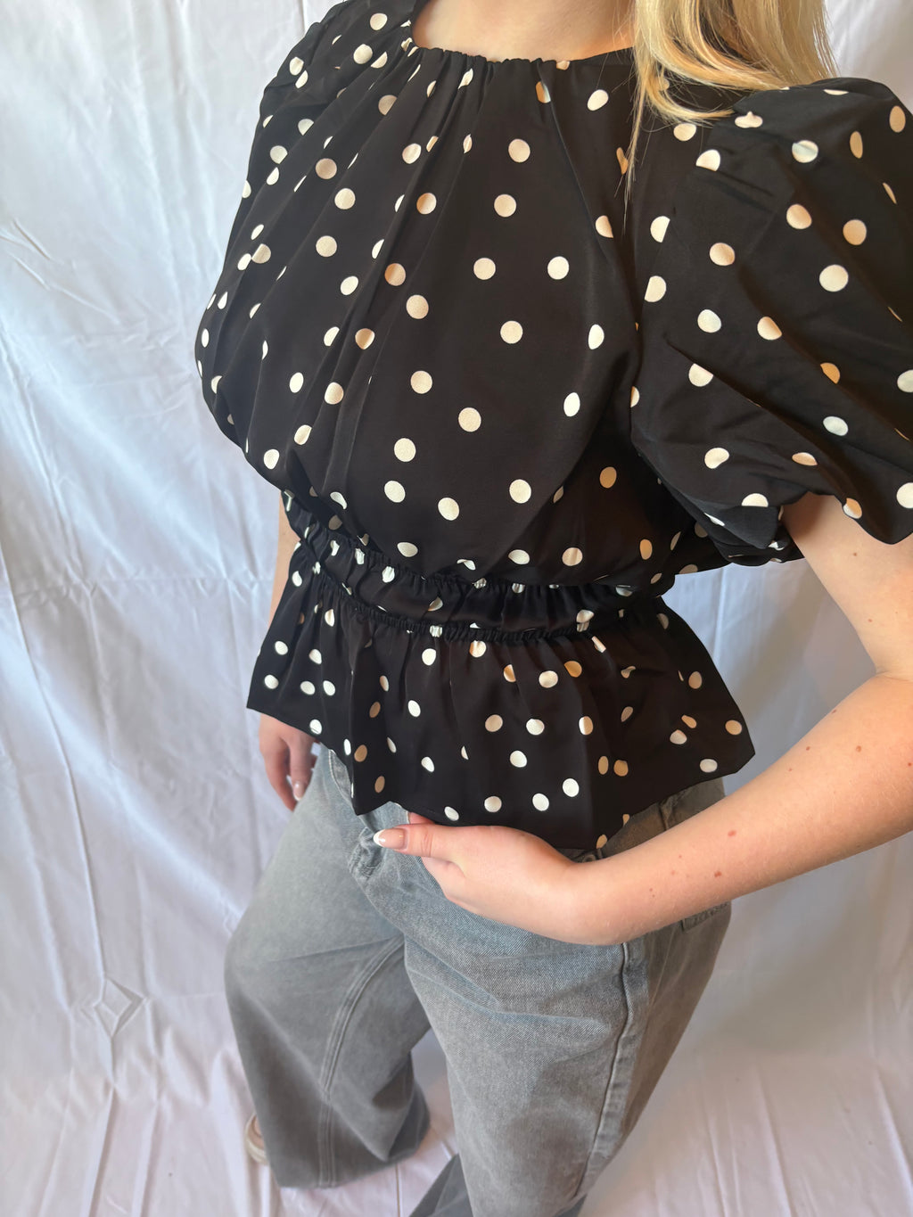 Peplum Top Met Stippen