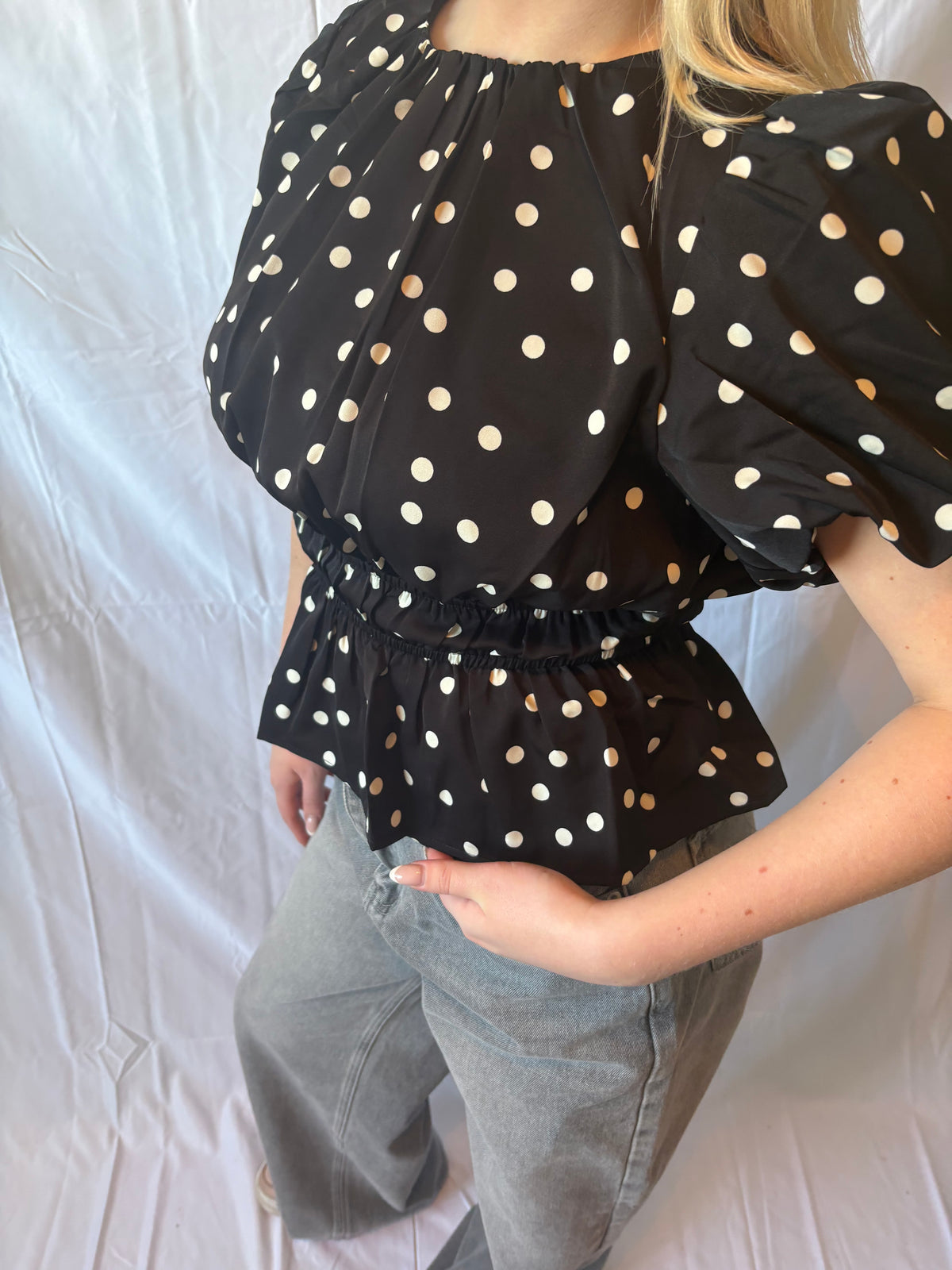 Peplum Top Met Stippen