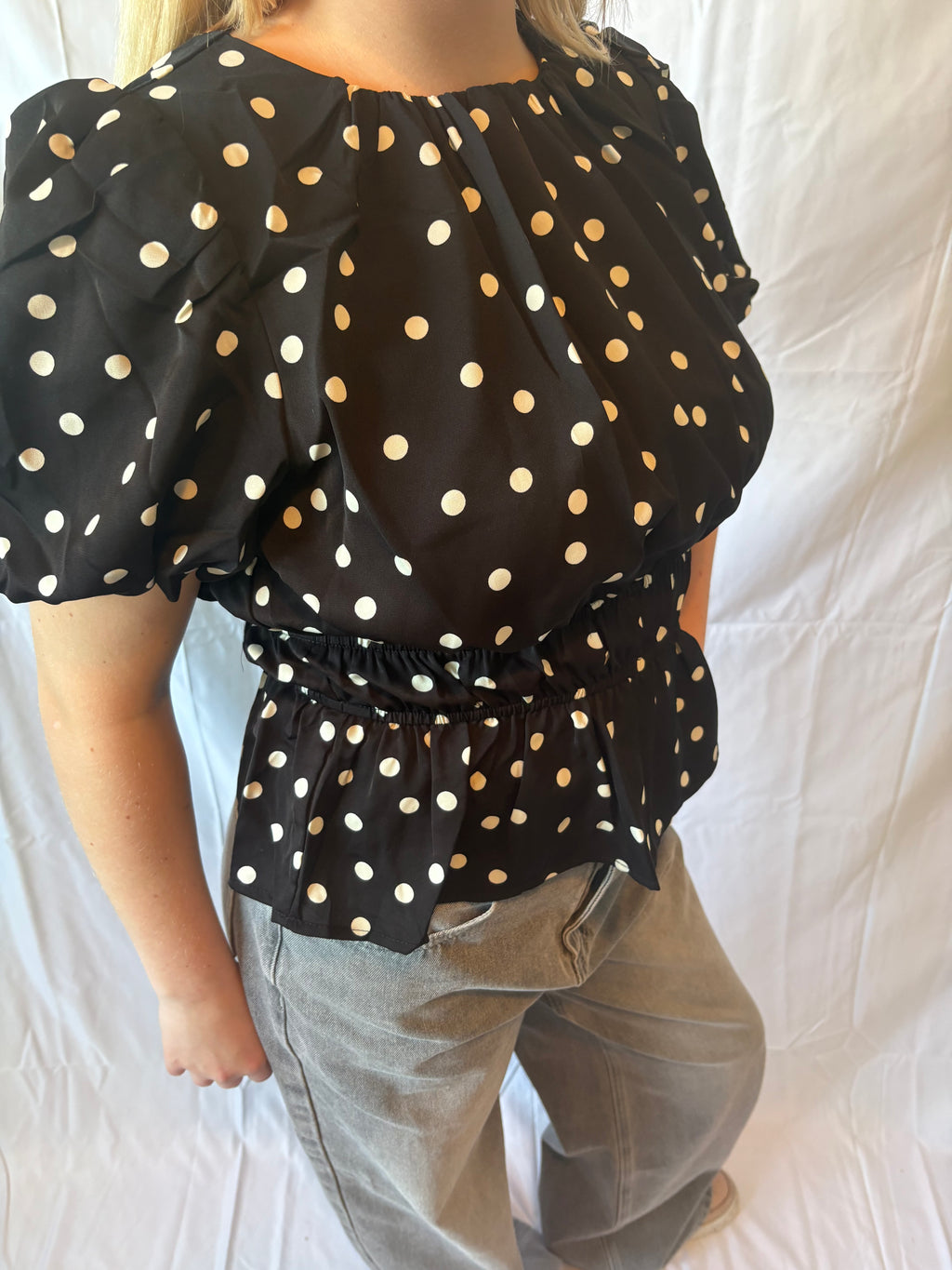 Peplum Top Met Stippen