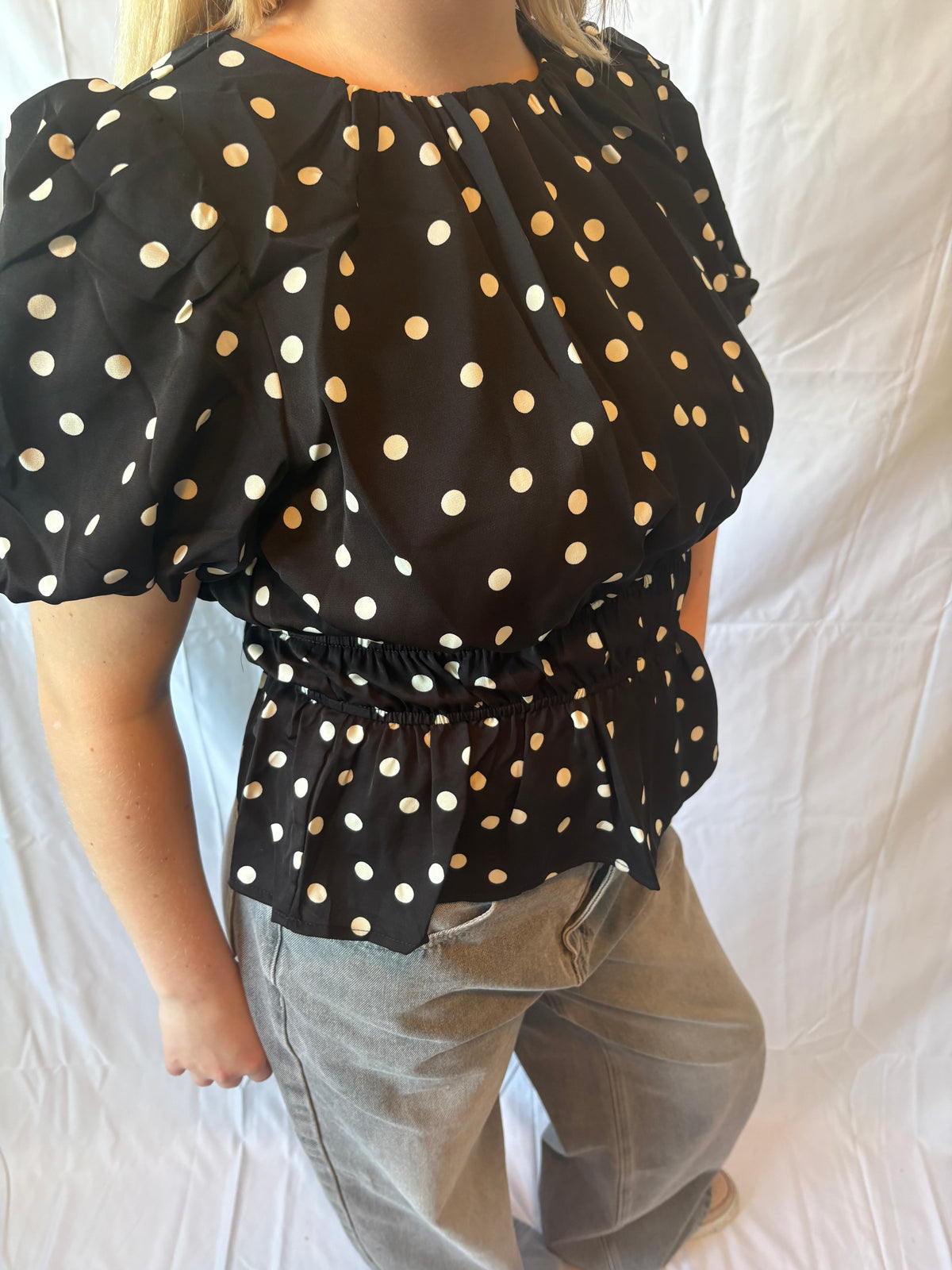 Peplum Top Met Stippen
